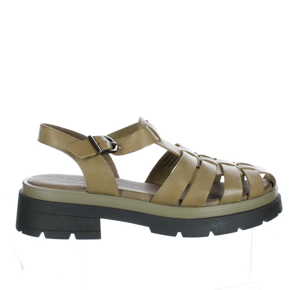 Free People Delaney Fisherman Platforms in Sand (Olive Green). Size 36.
